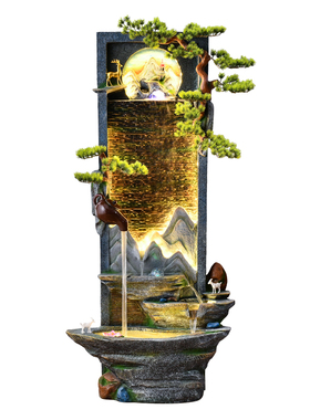 中式水景观茶台客厅办公室造景加湿器摆件喷泉假山流水生财装饰品