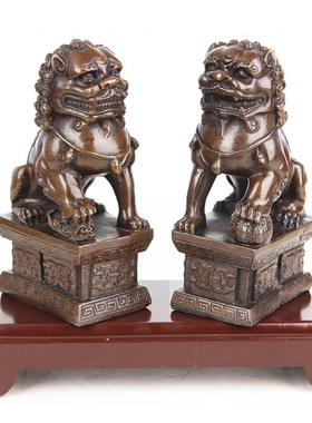 铜狮子黄铜狮子一对家居摆设铜宫门狮一对