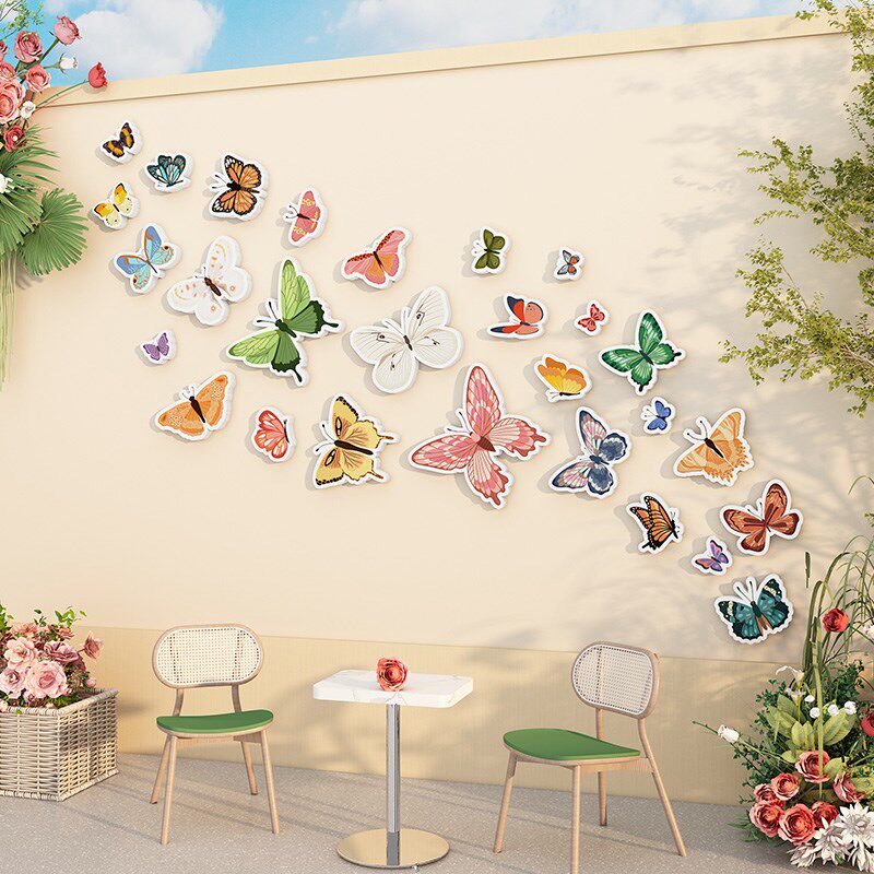 鲜店铺拍照区布置立体蝴蝶纸咖啡馆氛围装扮墙新场景画,淘宝优惠券,粉丝福利购,淘宝优惠卷