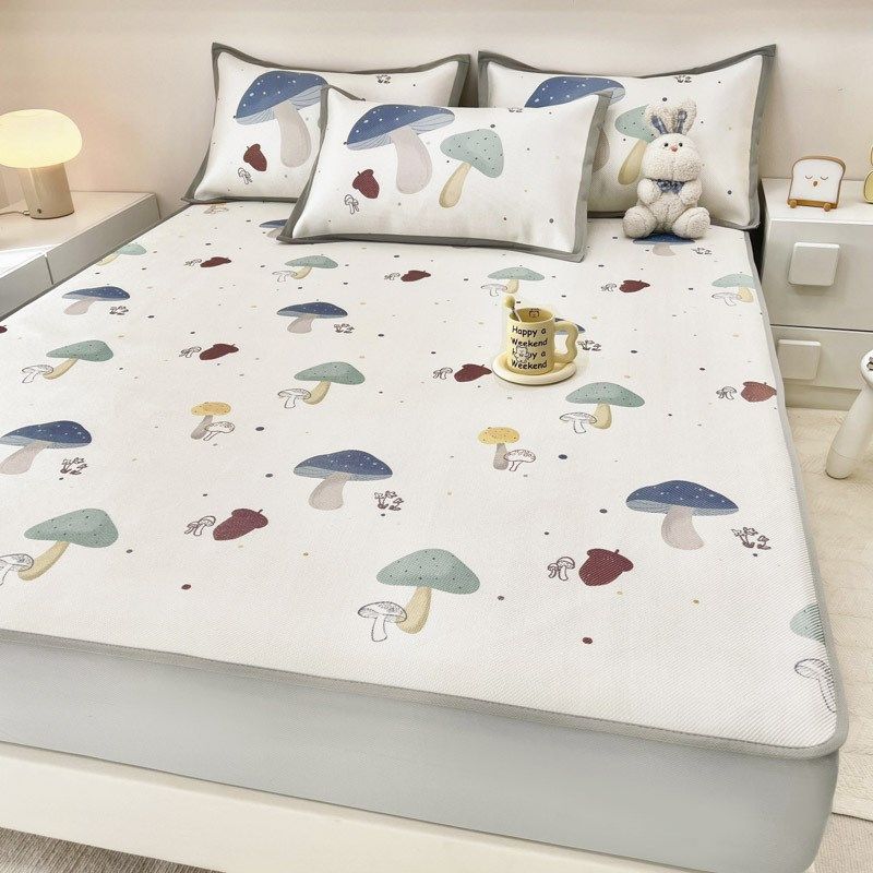 2024新款5A抗菌小清新数码印花冰藤席 150*200cm 床席款-贪吃小猫,淘宝优惠券,粉丝福利购,淘宝优惠卷