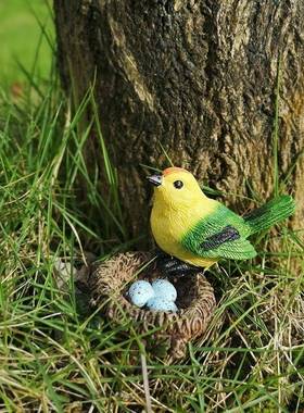 树脂仿真小鸟庭院鱼池玄关花盆阳台园艺假山流水摆件园艺园林装饰