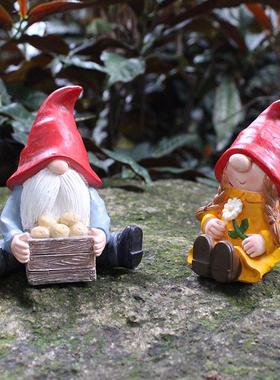 花园小精灵摆件2件套 小红帽可爱精灵微景观装饰品儿童房陈列礼物