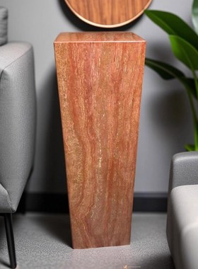 天然红洞石立柱摆件底座酒店别墅客厅石材花架雕塑台石墩子底座