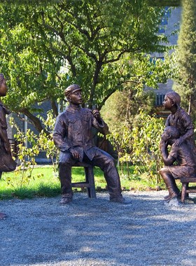 玻璃钢彷铜童年童趣主题定制小孩玩耍人物雕塑校园小品景观摆件