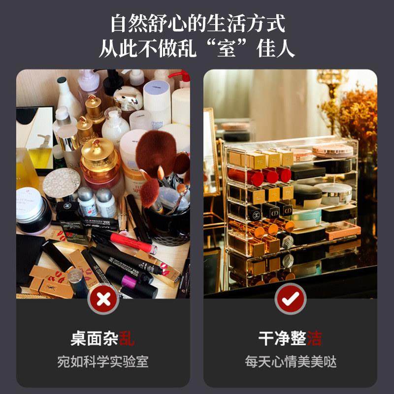 化妆品收纳盒桌面透明亚克力口红眼影置物架整理梳妆台抽屉分格盒,淘宝优惠券,粉丝福利购,淘宝优惠卷