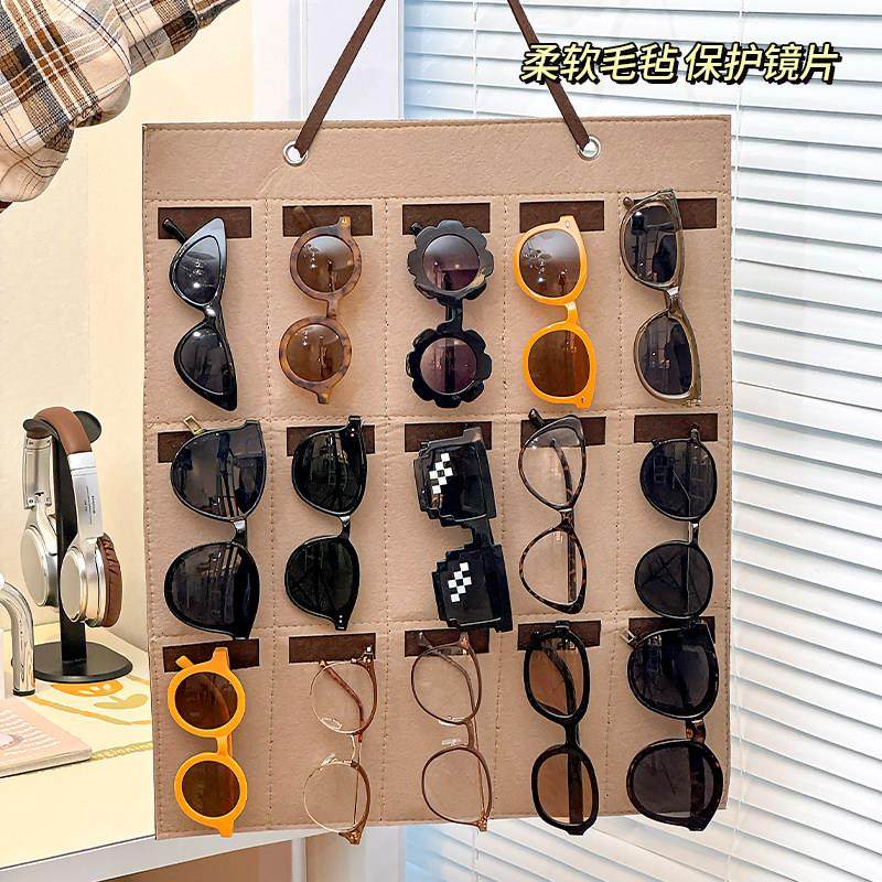 眼镜放置架挂墙墨镜收纳架多格太阳镜置物架床头壁挂式上墙眼镜架 - 图2