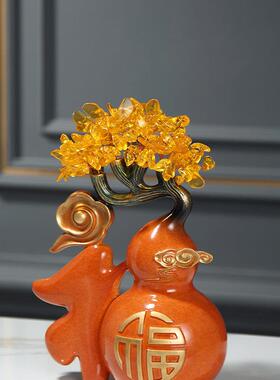 乔迁新居礼品招财鹿酒柜客厅电视柜玄关装饰品摆件摇钱树新房送礼