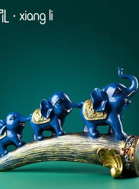 招财大象摆饰客厅酒柜电视柜创意玄关家居装饰品办公室桌面工艺礼