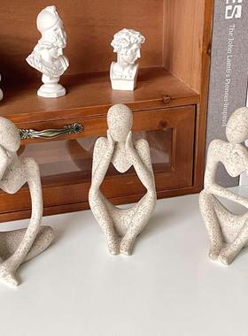 ins风小众抽象思考人物艺术摆件北欧风客厅玄关创意简约家居装饰