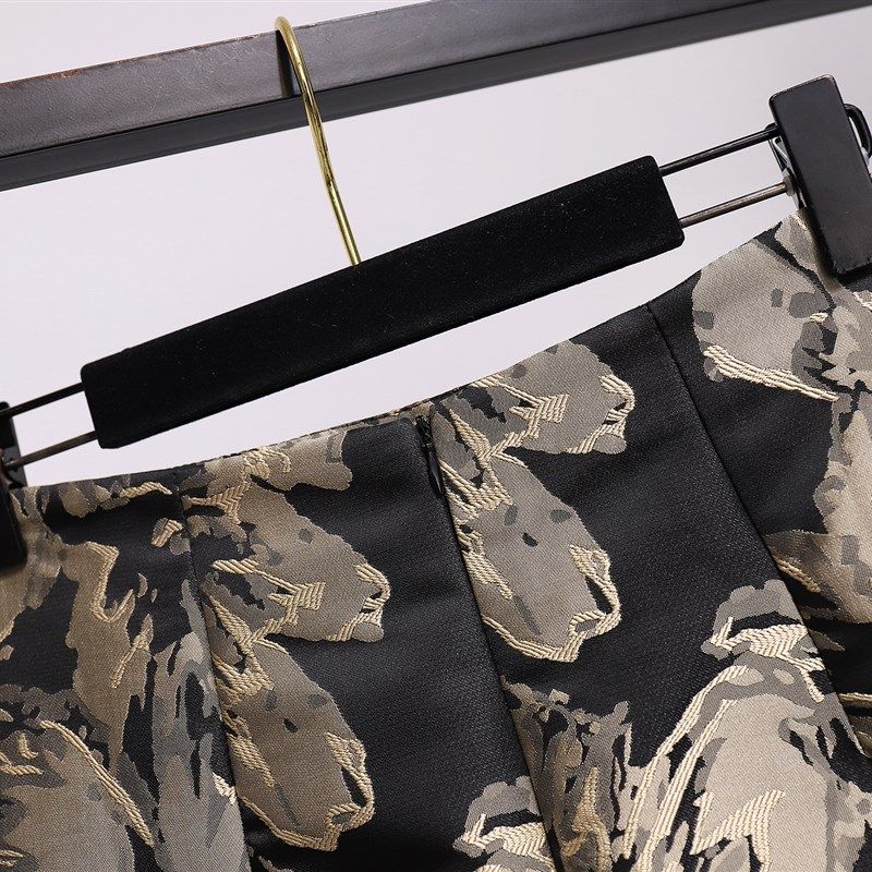 优雅花色提花半身裙女2021秋冬新款高腰中长款开叉一步裙包臀中裙,淘宝优惠券,粉丝福利购,淘宝优惠卷