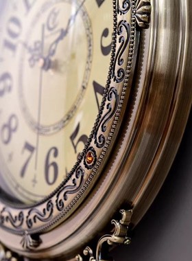 威弗列德美式钟表大气挂表高档挂墙时钟欧式复古轻奢客厅家用挂钟