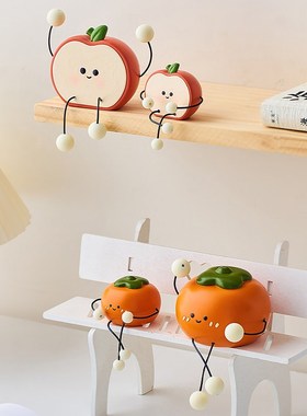 可爱一家四口吊脚娃娃小摆件客厅电视柜书柜墙上置物架家居装饰品