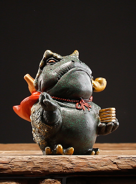 中式招财金蟾线香插摆件鱼缸造景客厅桌面茶几装饰创意乔迁送礼品