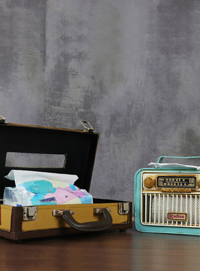 欧璟美 欧式怀旧创意铁皮纸巾盒小摆件 房间软装饰品纸巾抽收纳箱