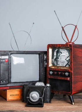 民国风老式电话机电视机摆件美式工业风复古餐饮店服装店铺装饰品