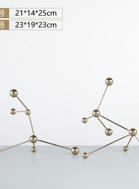 金属点线球几何摆件现代简约欧式辐射状样板房客厅售楼处软装饰