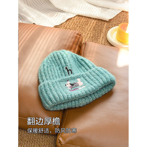 【一折专区】Horgias哈吉斯尼森毛线帽女秋冬保暖护耳针织包头帽 - 图3
