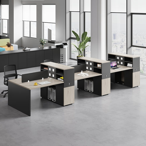 职员办公桌员工位办公室四人六人卡座公司办公室家俱工位桌椅组合 - 图0