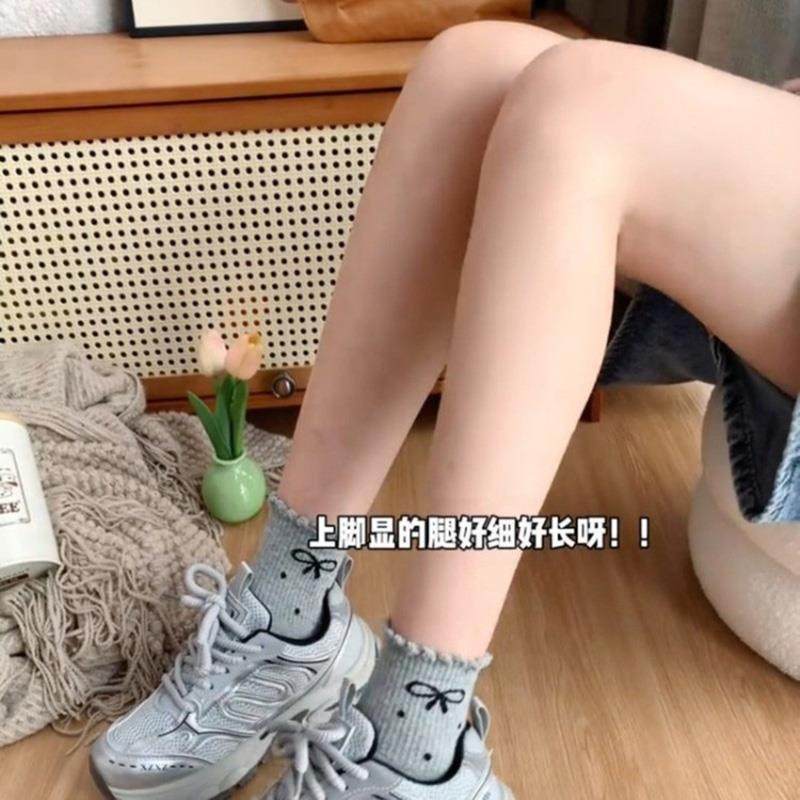 新款ins潮四季秋蝴蝶结波点花边堆堆袜学生日系网红中筒女袜,淘宝优惠券,粉丝福利购,淘宝优惠卷