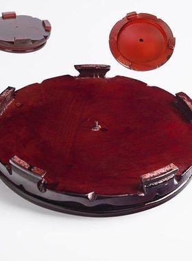 圆形实木可旋转瓷器坐泡酒瓶花架装饰摆件可转动木质底座托垫放石