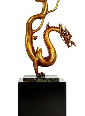 Zoon龙星华夏铜龙饰品客厅书房酒柜办公室桌面创意招商引宝装饰
