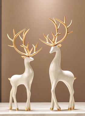 小鹿梅花鹿麋鹿新中式客厅酒柜电视柜装饰品摆件轻奢高档家居饰品