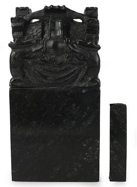 天御阁泰山玉九龙玉玺印章大摆件天然墨玉篆刻石料办公室装饰