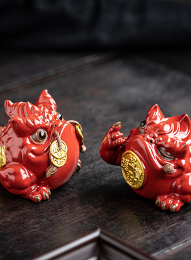 金蟾招财三足蟾蜍小茶桌茶台茶宠办公室装饰客厅酒柜摆设礼品