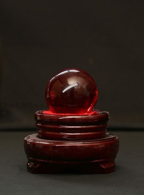送底座鸿运珠摆件鸿运当头家居玄关办公室红水晶球装饰品大转运珠