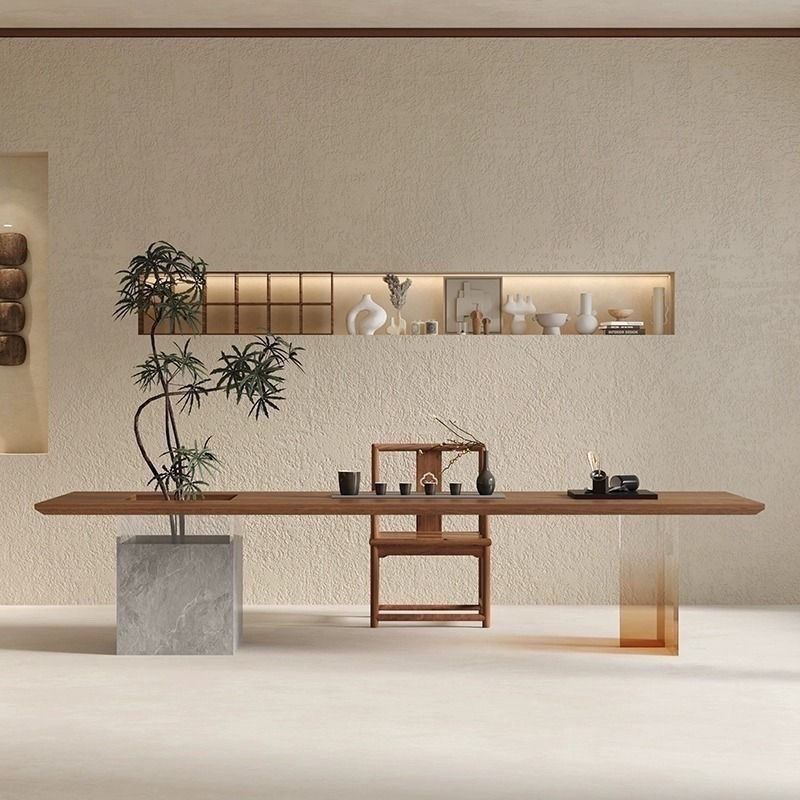 侘寂风客厅实木茶桌椅创意茶台茶几办公室大板会客桌,淘宝优惠券,粉丝福利购,淘宝优惠卷