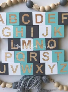 IN英文字母实木方块宝宝早教认字益智拍照道具