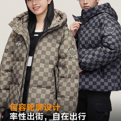 雅鹿立领羽绒服女拼接保暖冬季