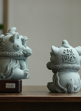 国潮文创醒狮树脂创意可爱迷你小狮子摆件平安喜乐潮玩艺术品玩具