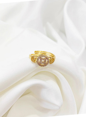 轻奢电镀铜钱币开口戒女可调节