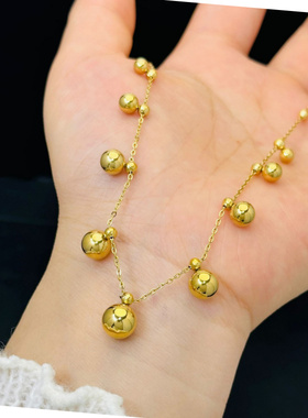 轻奢简约金色钛钢圆球锁骨链