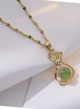 新中式精致设计师款金色福袋吊坠