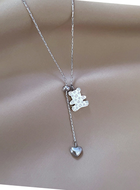 简约轻奢小熊钛钢锁骨链