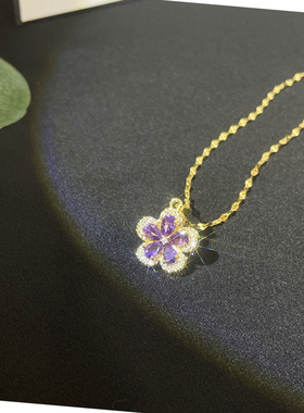 气质冷淡风轻奢微镶锆石花朵项链