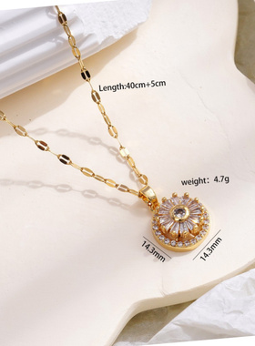 金色太阳花紫色水晶旋转颈链