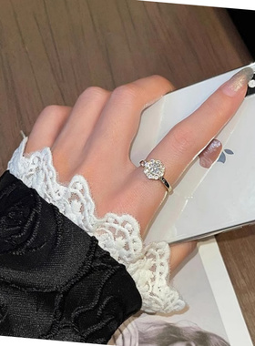 高级感时尚轻奢旋转满钻开口女戒