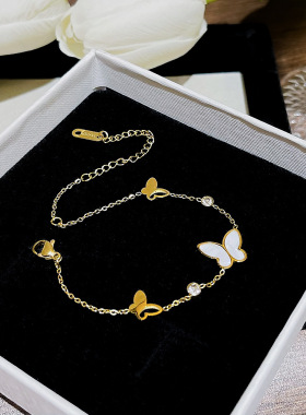 设计师款钛钢蝴蝶手链电镀转运珠