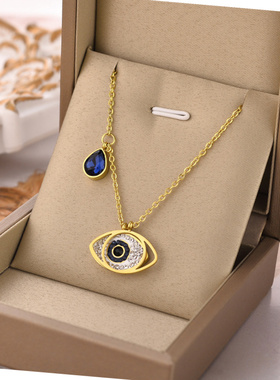 高级感金色双恶魔之眼锁骨链通用