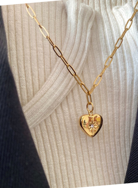 新款金色爱心吊坠钢锁骨链