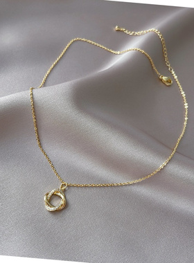 2025新款金色双环钛钢锁骨链