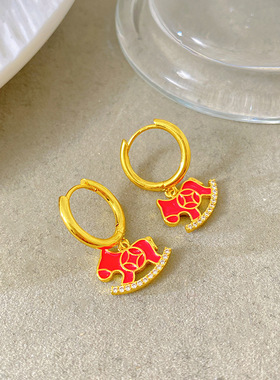 简约轻奢金色木马钛钢锁骨链女