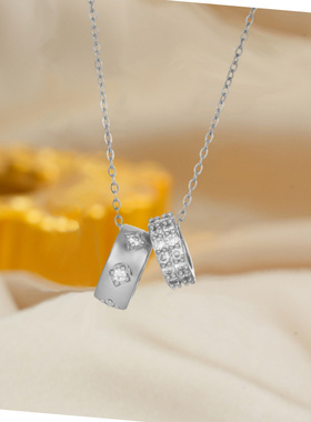 新款满钻锆石双环锁骨链通用款