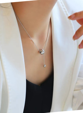 简约轻奢钛钢大小球流苏锁骨链