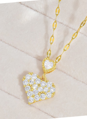 轻奢小众金色爱心钻石项链女项坠
