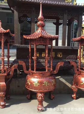 江西做铜香炉铸造厂家优惠六龙柱铜香炉纯铜圆形香炉厂