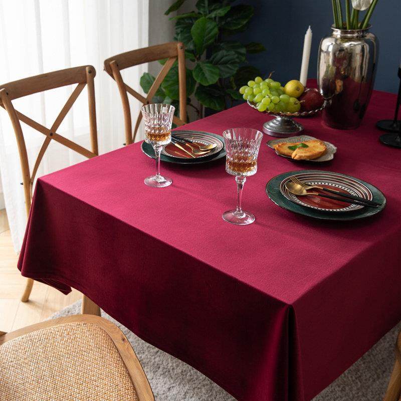 【酒红色桌布】美式复古轻奢丝绒餐布台布艺北欧桌盖巾长方形家用,淘宝优惠券,粉丝福利购,淘宝优惠卷